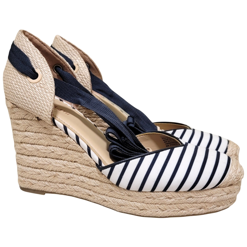 On 34th Melindaa Ankle Wrap Espadrille Wedge Sandals Size US 10M White Navy